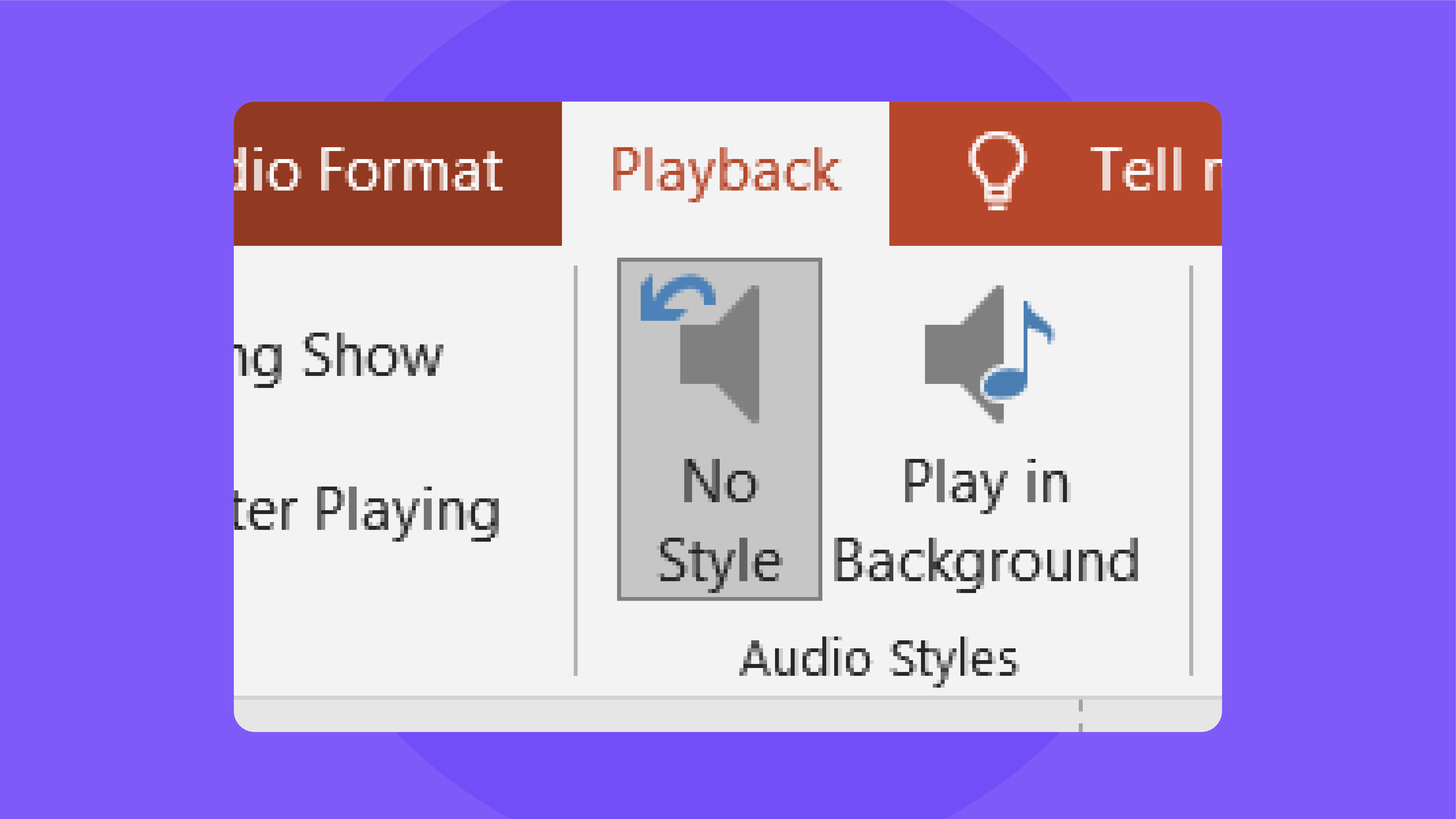 Playback tab on PowerPoint