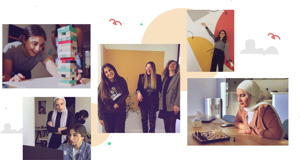 Collage of Prezlab's employees in the office