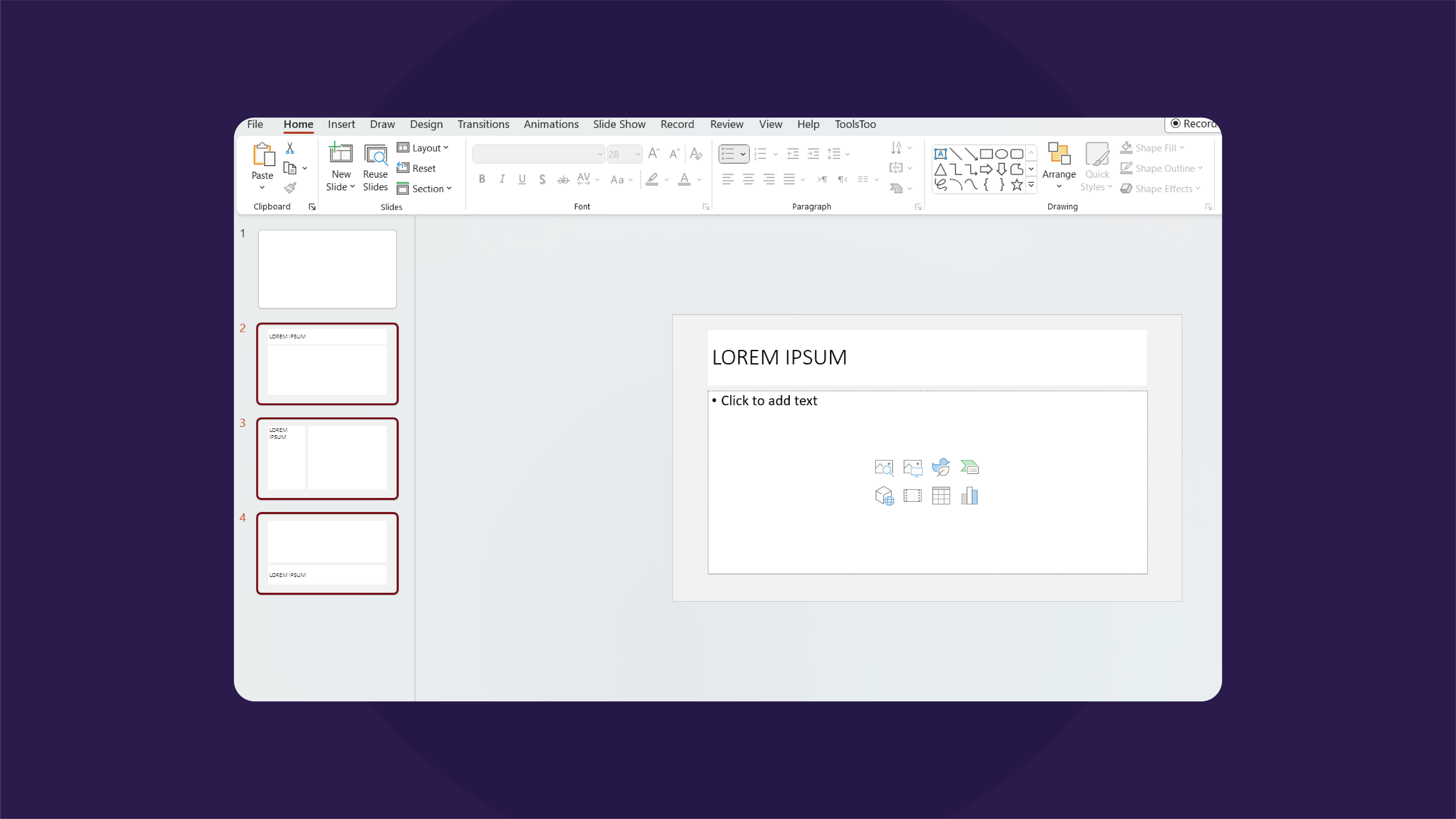 Select slides for table of contents