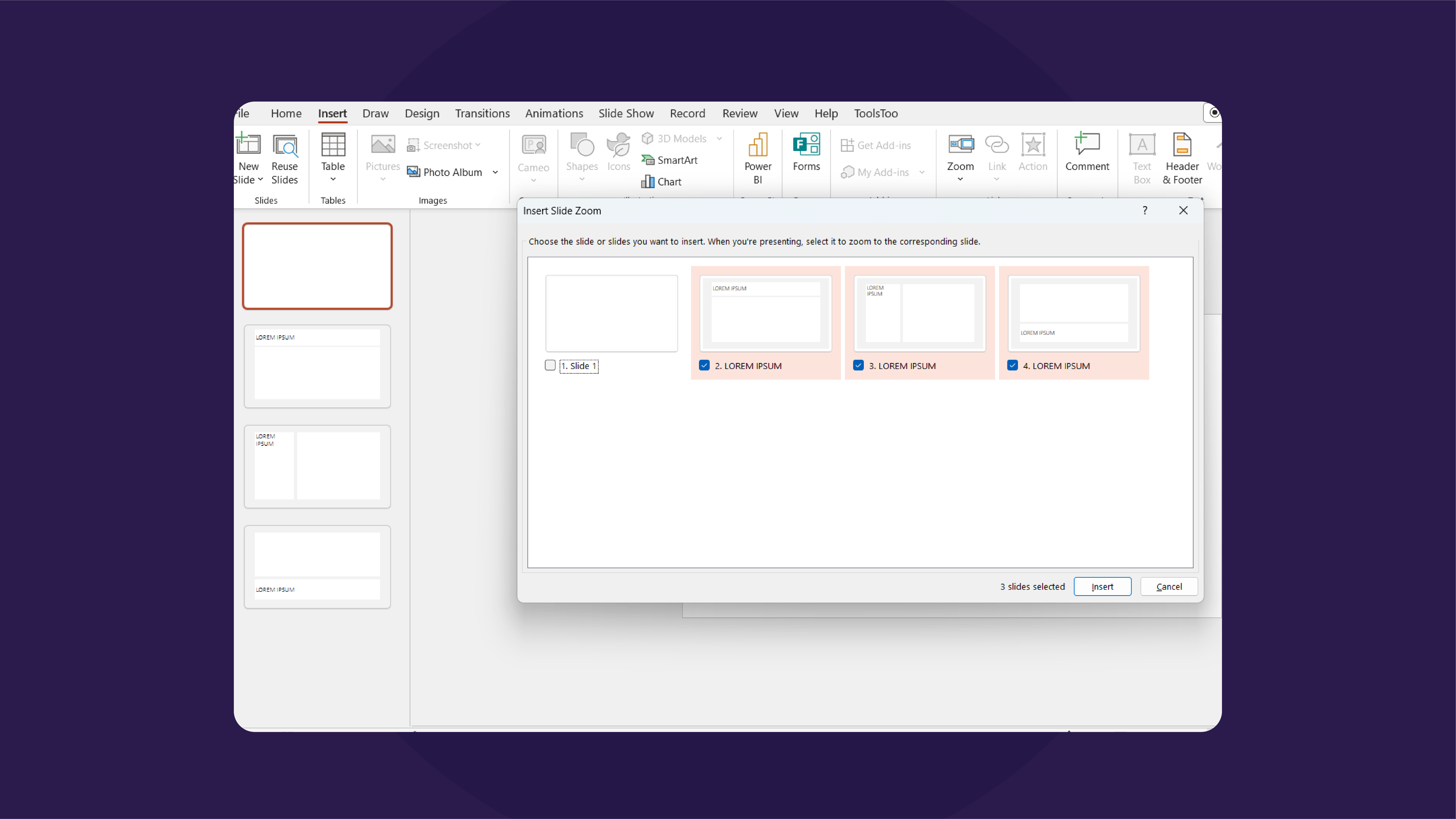 Select and Insert slides