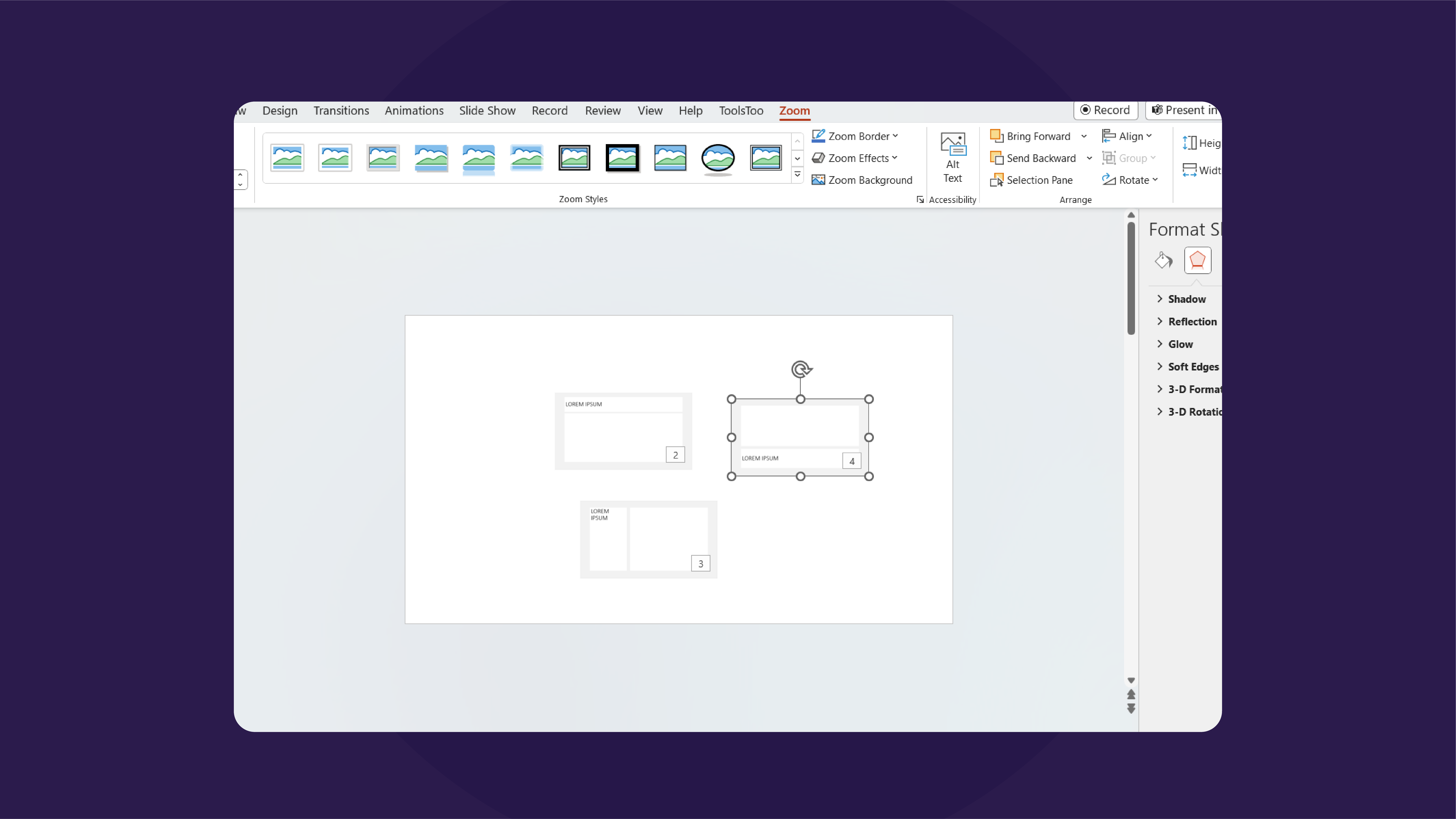 Adjust slides with Format tab