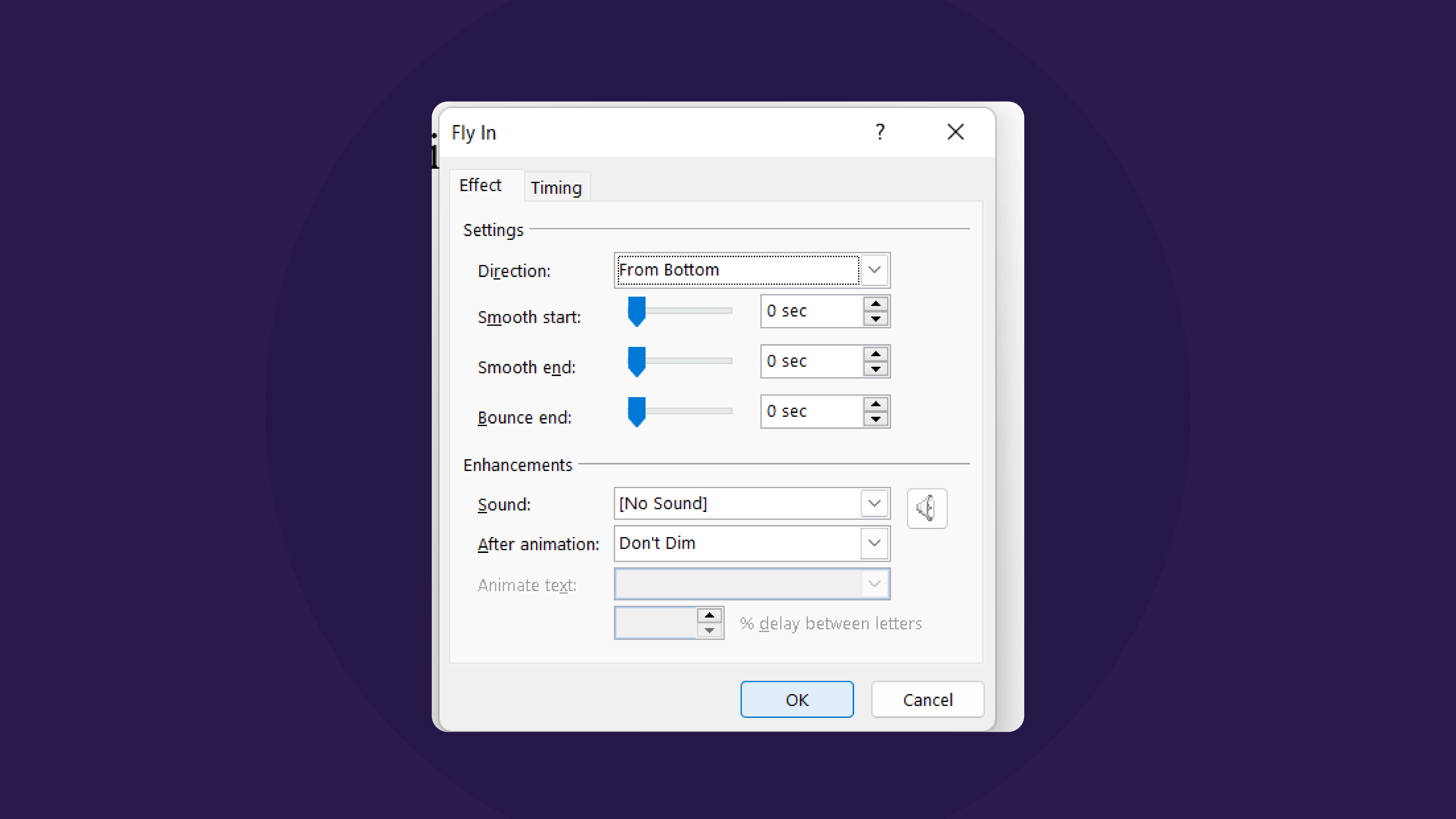 Additional animation effects in Dialog Box