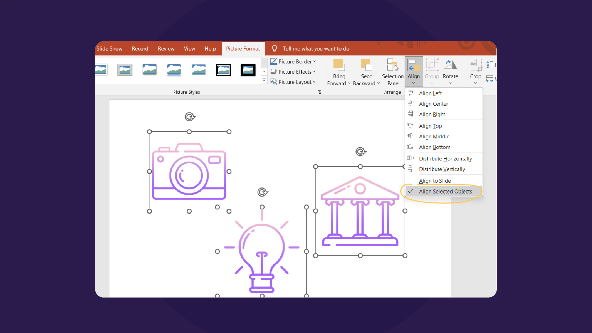 Aligning elements in PowerPoint