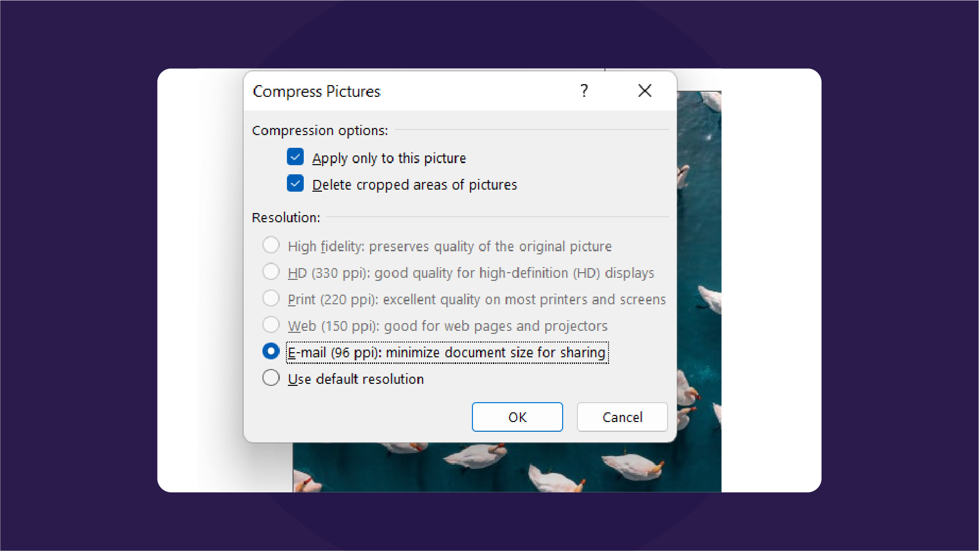 Compressing images in PPT