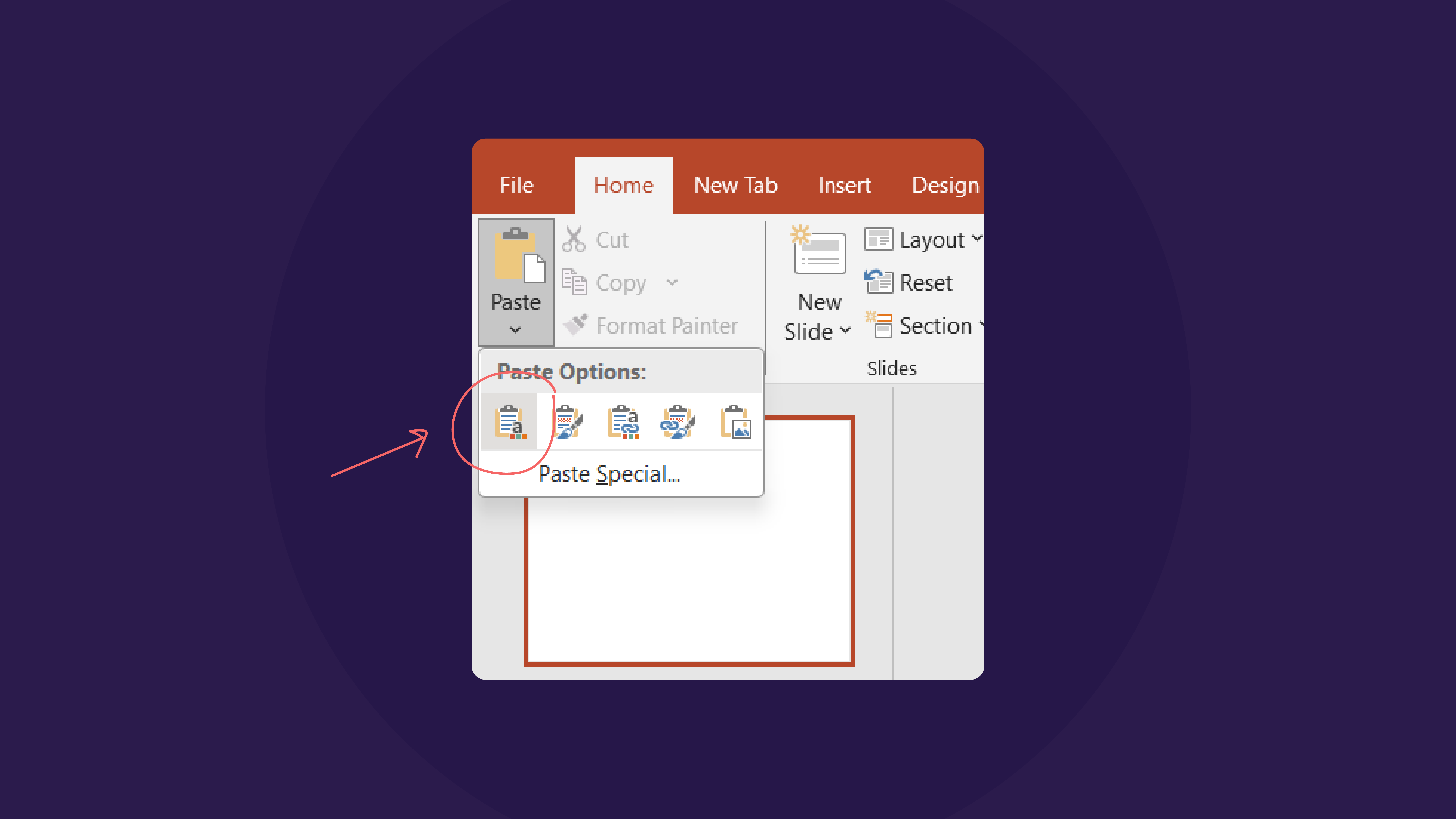 PowerPoint paste options